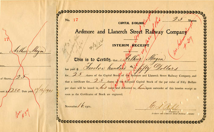 Ardmore and Llanerch Street Railway Co.